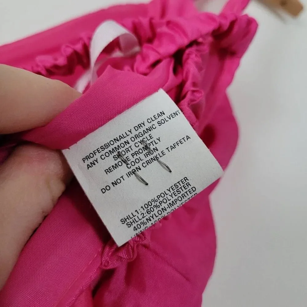 Gunne Sax Jessica McClintock Pink Y2K Taffeta Dress Juniors 7 Bow A Line Prom